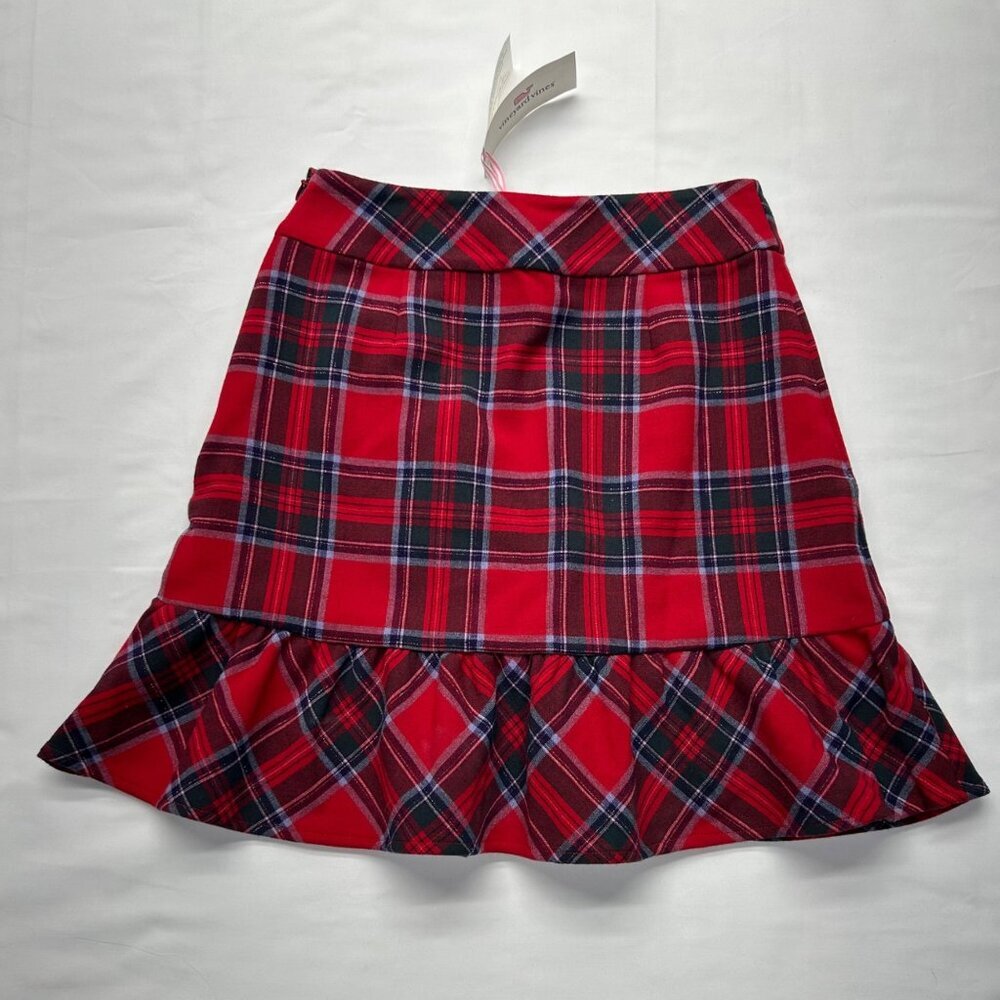 Vineyard Vines Nantucket Lurex Tartan Red Ruffle Skirt NWT Size 00 - Picture 15 of 15